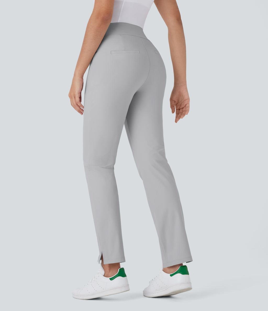 Mid Rise Multiple Pockets Split Tapered Quick Dry Golf Trousers-Golf Tee Pocket-UPF40+ — Quiet Gray — view 2