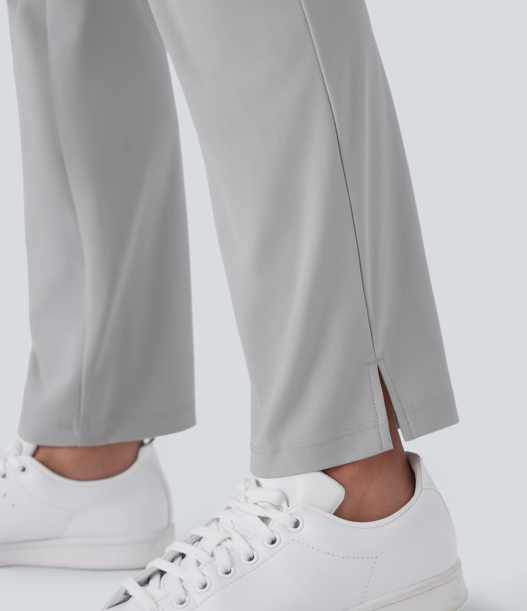 Mid Rise Multiple Pockets Split Tapered Quick Dry Golf Trousers-Golf Tee Pocket-UPF40+ — Quiet Gray — view 7