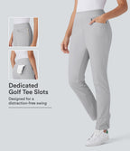 Mid Rise Multiple Pockets Split Tapered Quick Dry Golf Trousers-Golf Tee Pocket-UPF40+ — Quiet Gray — view 1