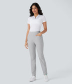 Mid Rise Multiple Pockets Split Tapered Quick Dry Golf Trousers-Golf Tee Pocket-UPF40+ — Quiet Gray — view 8
