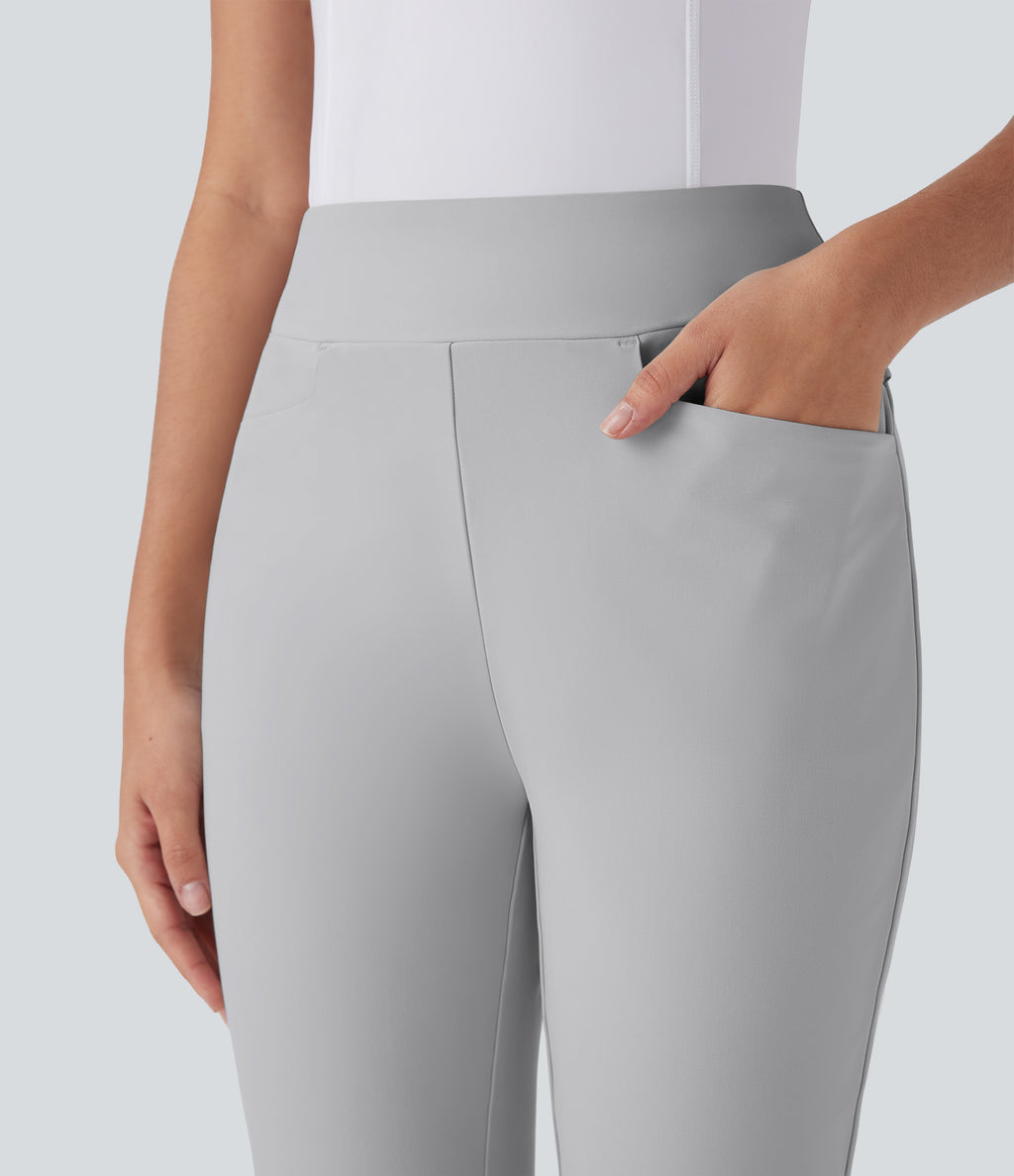 Mid Rise Multiple Pockets Split Tapered Quick Dry Golf Trousers-Golf Tee Pocket-UPF40+ — Quiet Gray — view 4