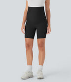 Super High Waisted Maternity Yoga Biker Shorts 7'' — Black — view 3