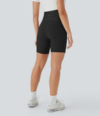 Super High Waisted Maternity Yoga Biker Shorts 7'' — Black — view 2