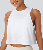 Round Neck Cut Out Cropped Yoga Tank Vest Top — White — view 5