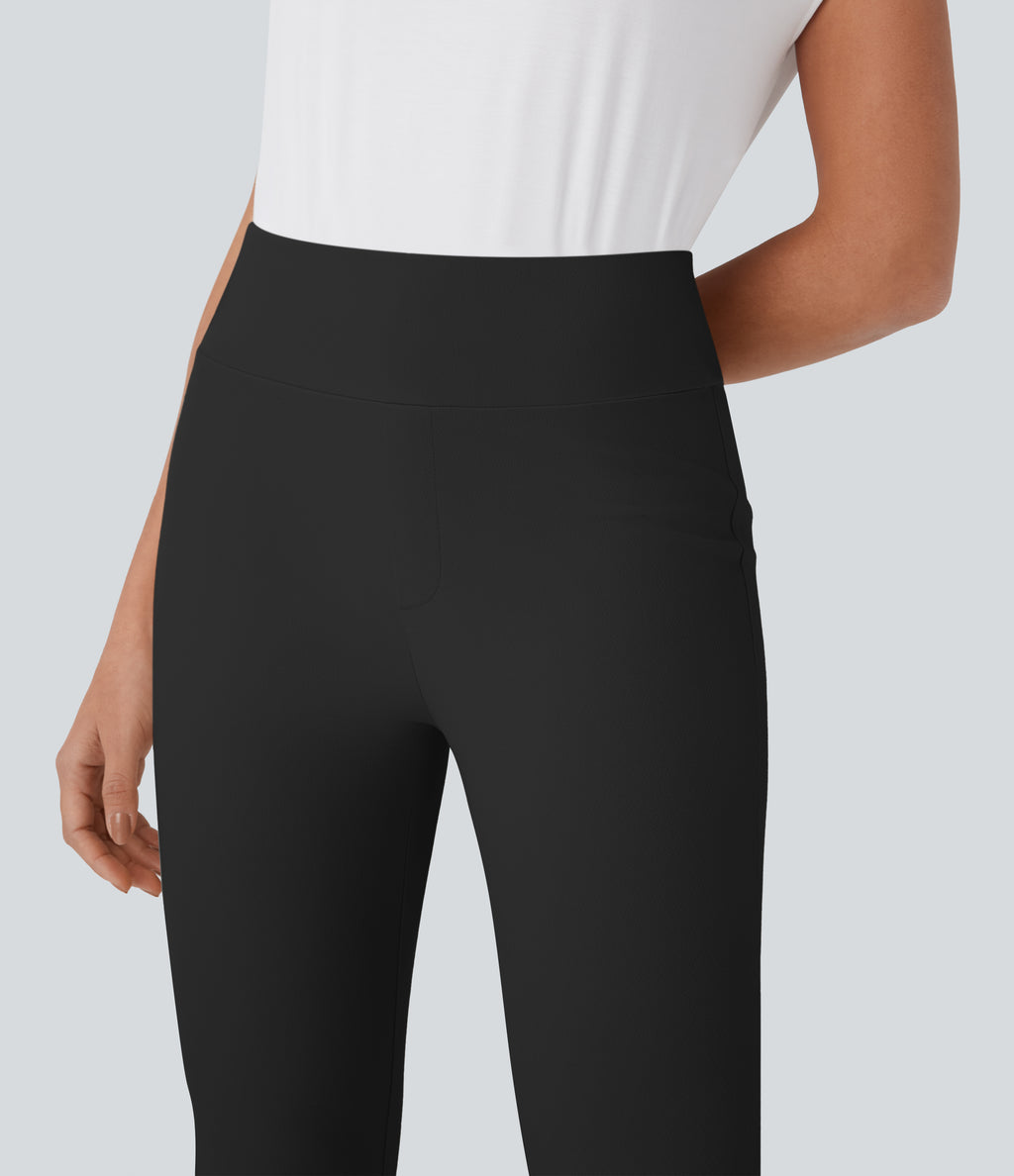 High Waisted Skinny Tapered Work Trousers — Black — view 5