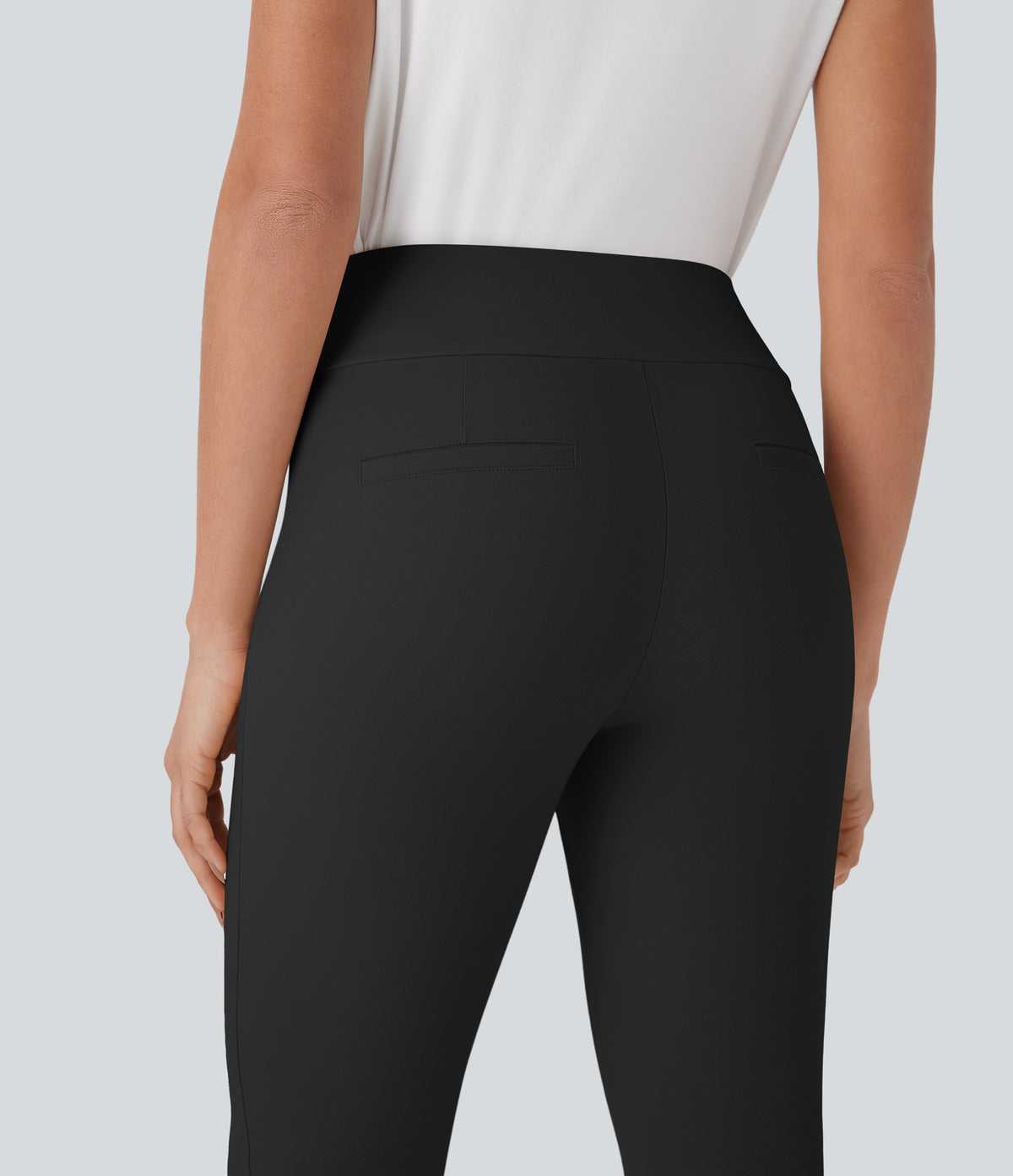 High Waisted Skinny Tapered Work Trousers — Black — view 4