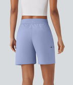 Water Repellent Wear-Resistant Mid Rise Drawstring Multiple Zipper Pockets Hiking Shorts — Azure Haze — view 2