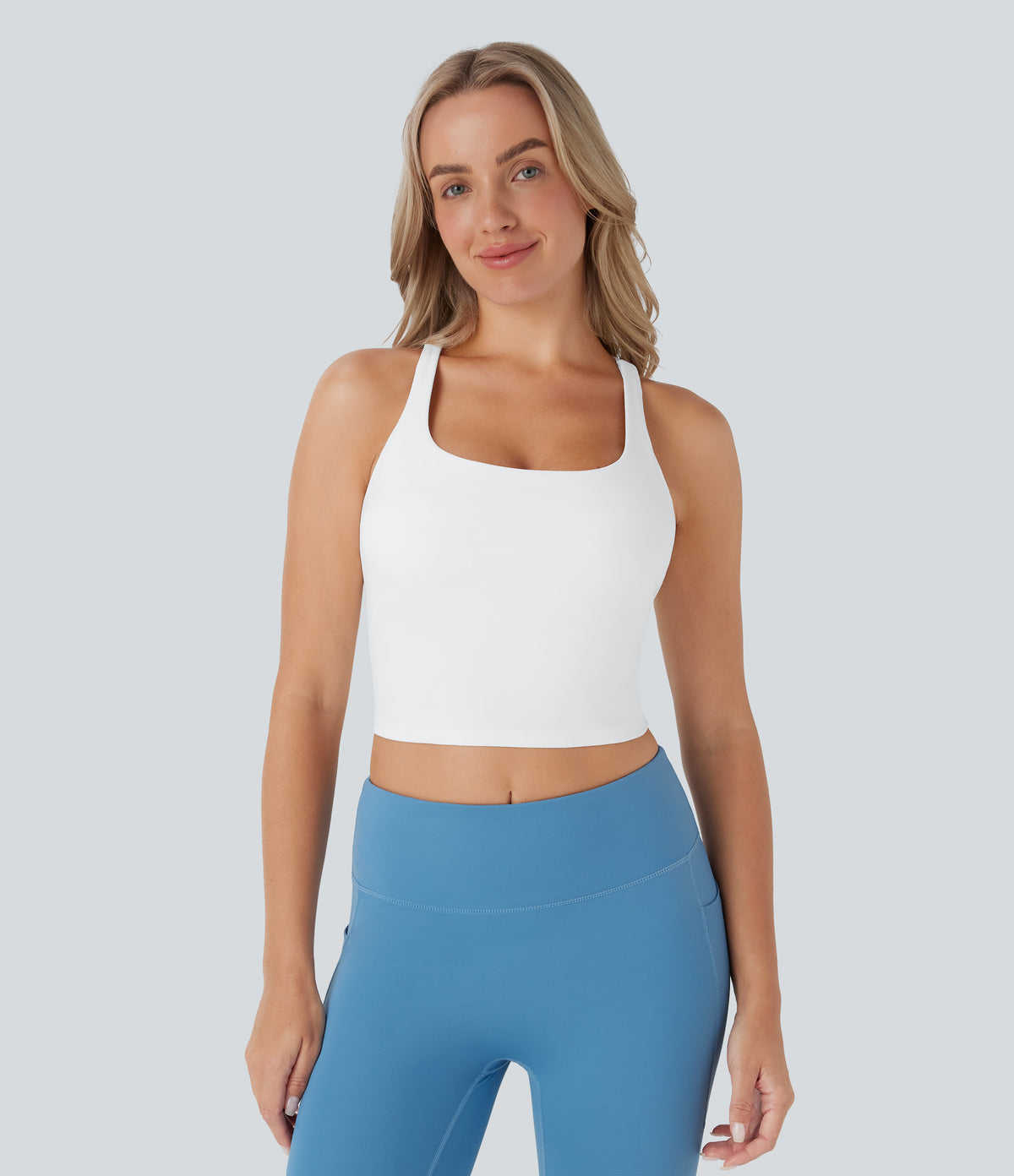 Cropped Yoga Tank Vest Top DD-F Cups — White — view 2