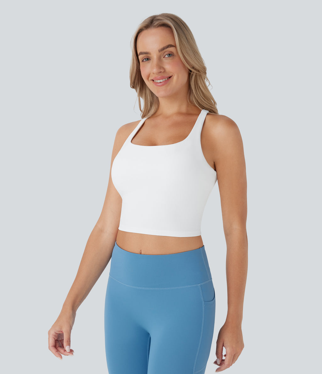 Cropped Yoga Tank Vest Top DD-F Cups — White — view 3