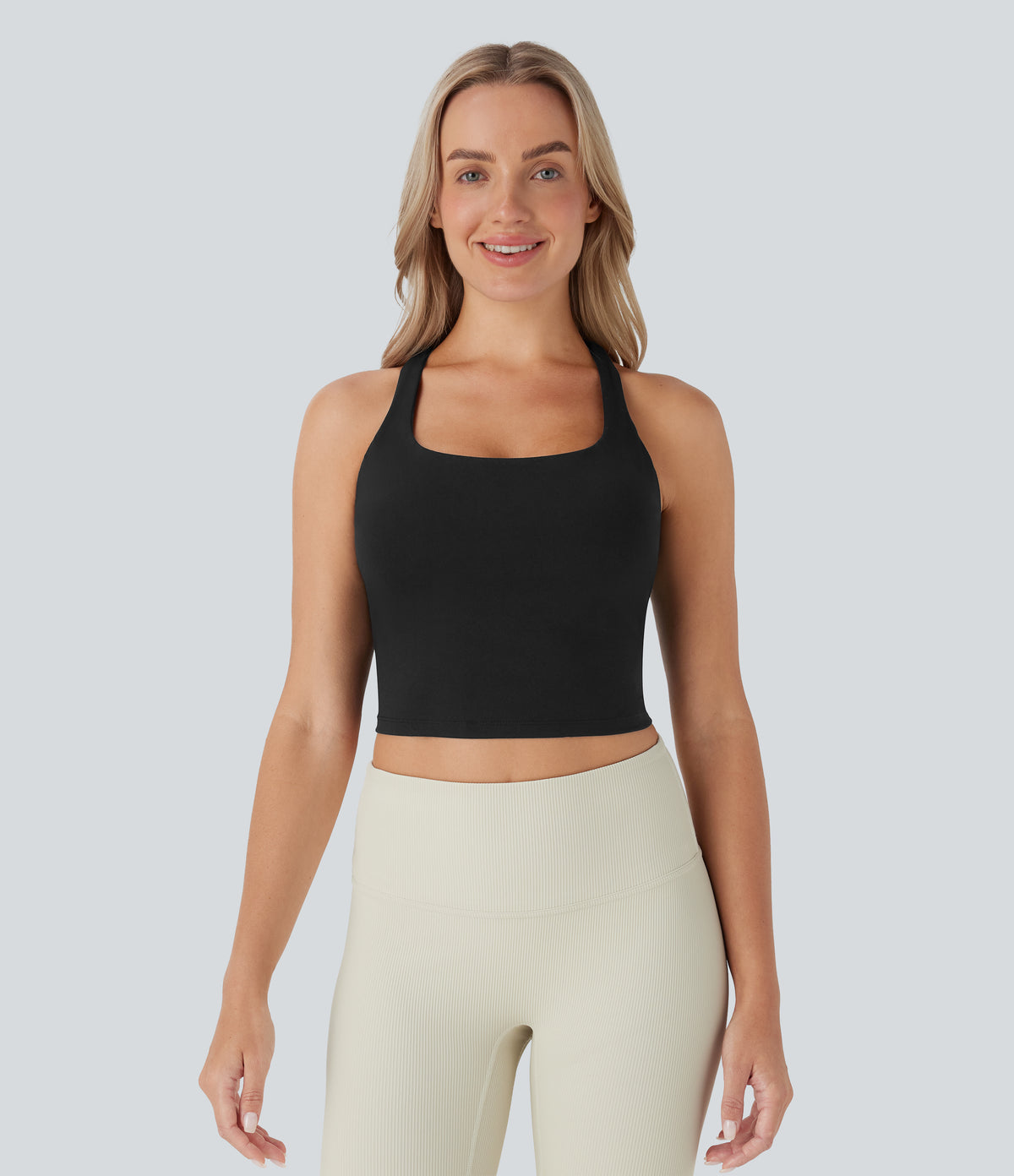 Cropped Yoga Tank Vest Top DD-F Cups — Black — view 6