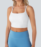 Plush Low Support Double Straps Yoga Sports Bra A-D Cups — White — view 5