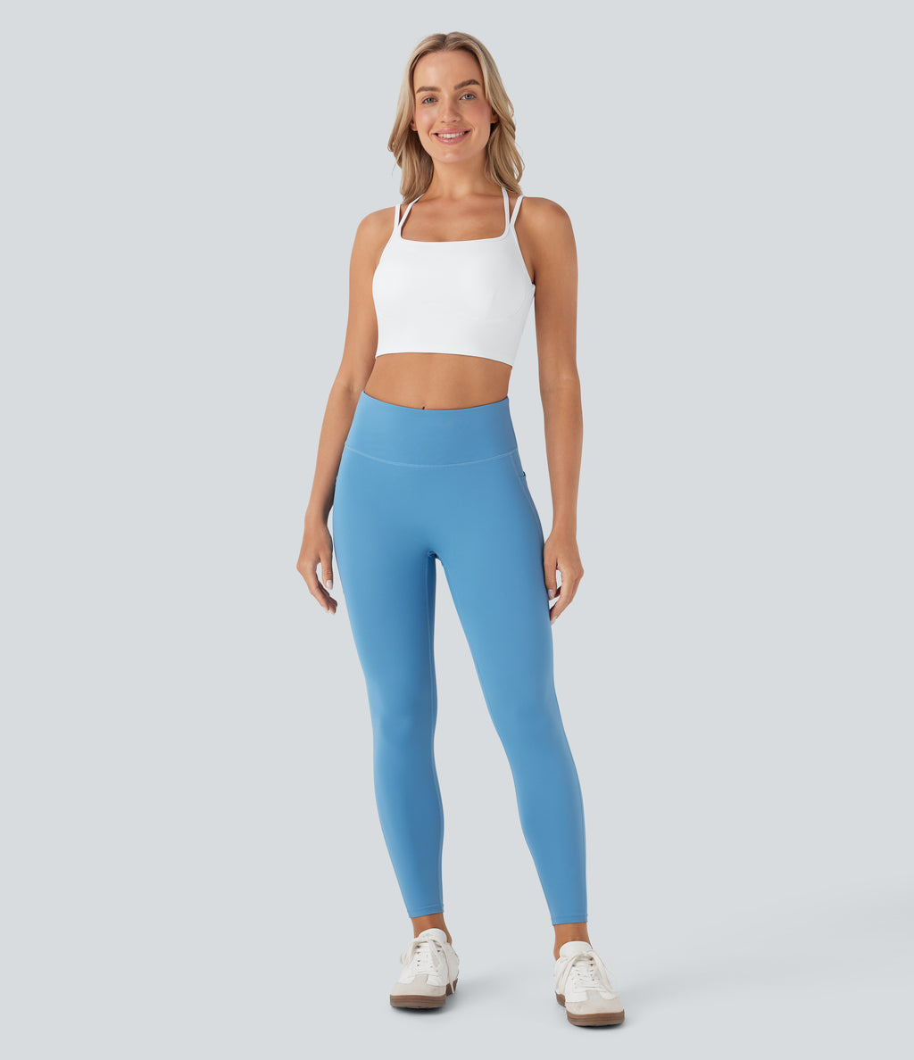 Plush Low Support Double Straps Yoga Sports Bra A-D Cups — White — view 6
