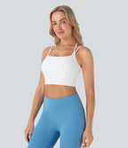 Plush Low Support Double Straps Yoga Sports Bra A-D Cups — White — view 3