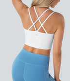Plush Low Support Double Straps Yoga Sports Bra A-D Cups — White — view 1