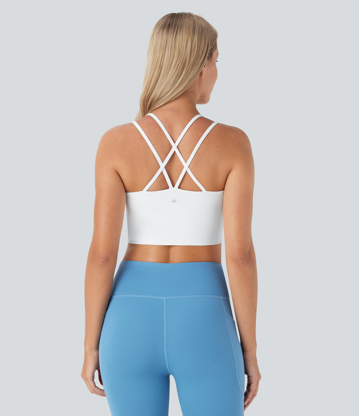 Plush Low Support Double Straps Yoga Sports Bra A-D Cups — White — view 4
