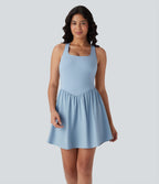 Corset 2-in-1 Pocket Mini Quick Dry Flowy Pickleball Active Dress-Longer Legnth — Angel Falls — view 3