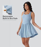 Corset 2-in-1 Pocket Mini Quick Dry Flowy Pickleball Active Dress-Longer Legnth — Angel Falls — view 6