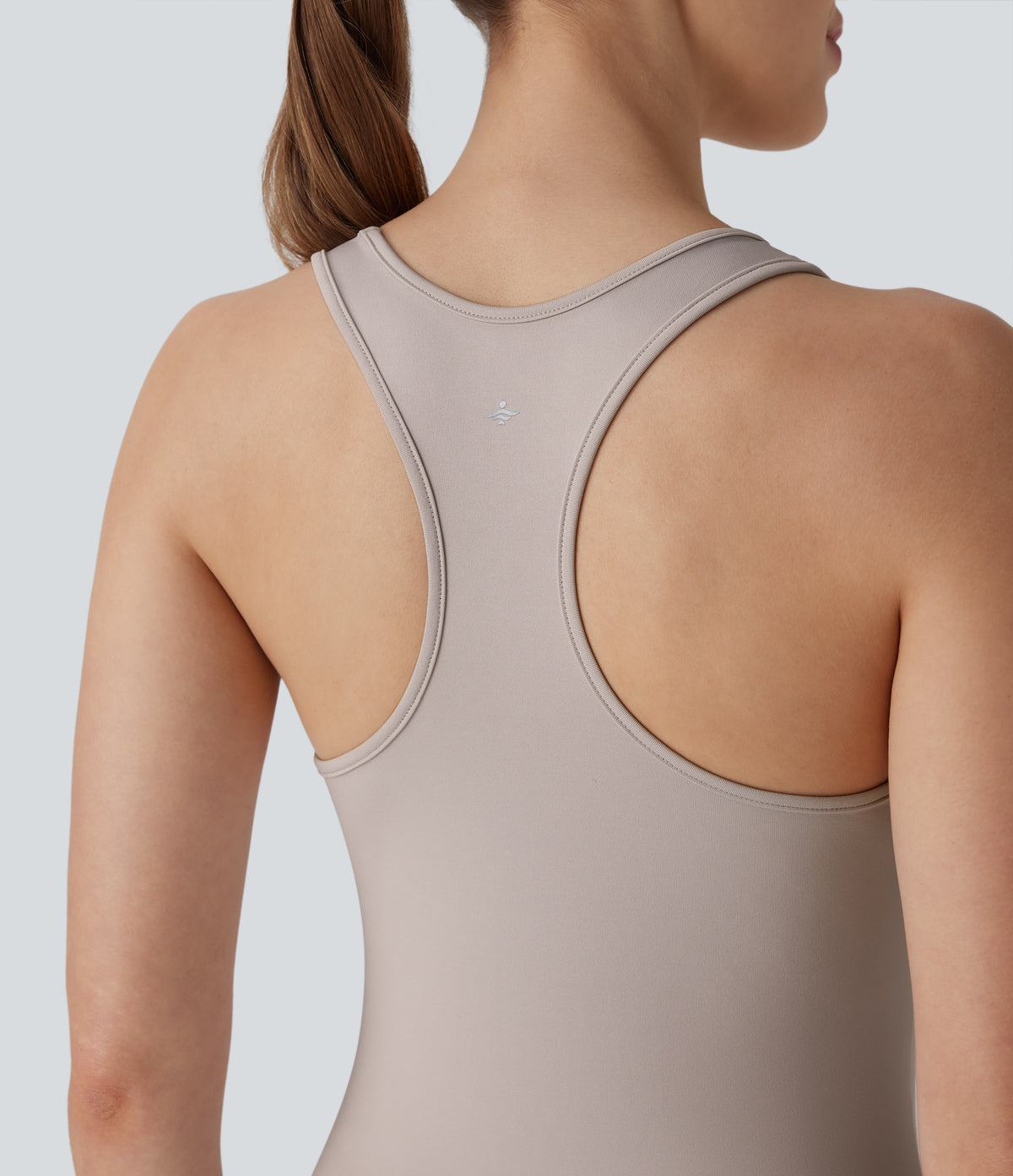 Racerback Cargo Zipper Pocket 2 Piece Bodycon Mini Dance Active Dress — Ashes of Roses — view 4