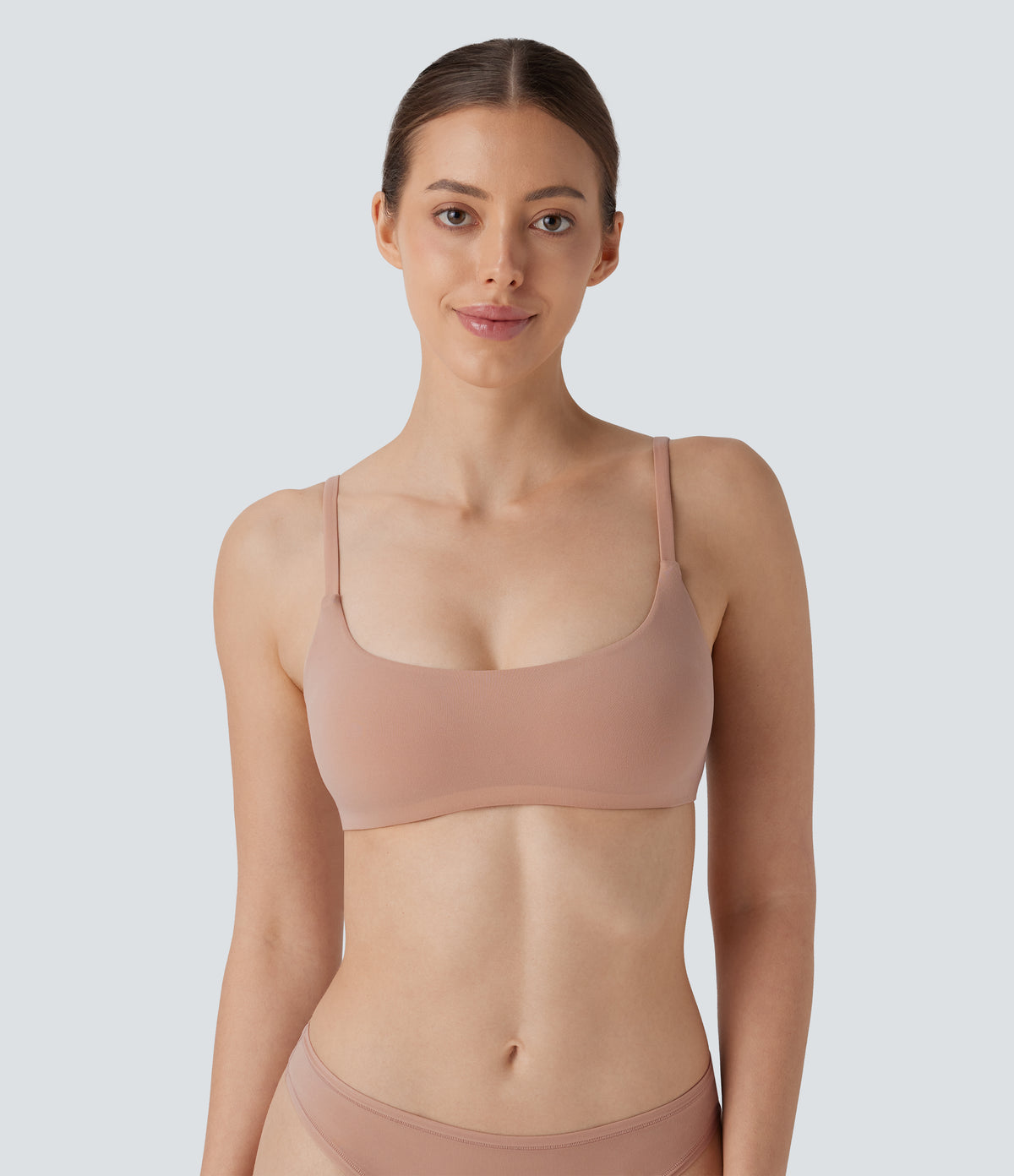 High Stretch Skin Friendly Backless Adjustable Strap Lounge Bra — Maple Sugar — view 2