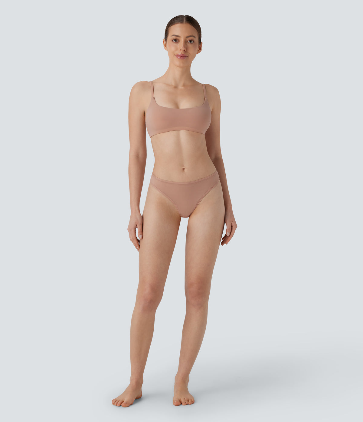 High Stretch Skin Friendly Backless Adjustable Strap Lounge Bra — Maple Sugar — view 6