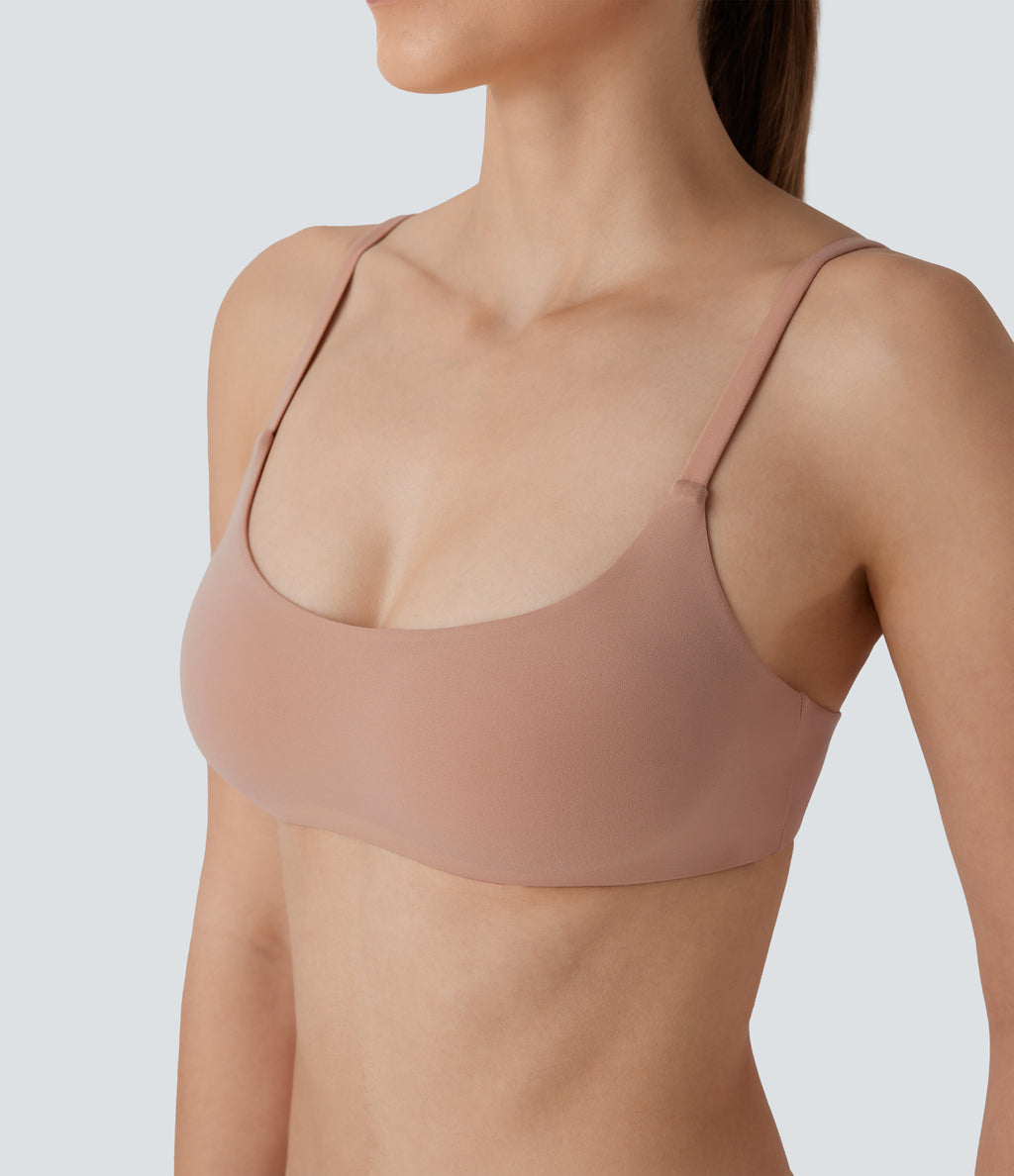 High Stretch Skin Friendly Backless Adjustable Strap Lounge Bra — Maple Sugar — view 4