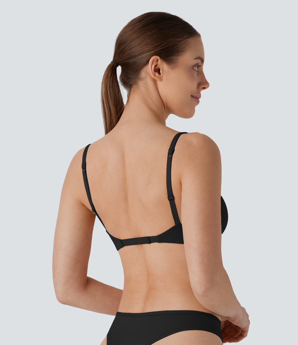 High Stretch Skin Friendly Backless Adjustable Strap Lounge Bra — Black — view 7