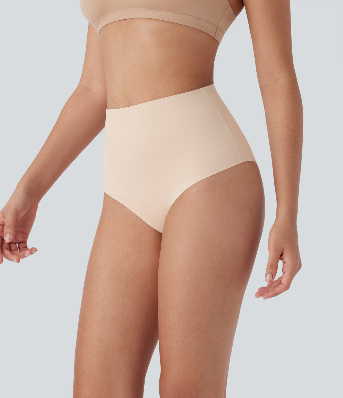 Skin Friendly High Waisted Lounge Smoothing Panties — Whisper Pink — view 4