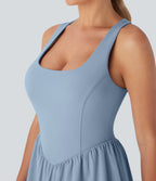Corset 2-in-1 Pocket Mini Quick Dry Flowy Pickleball Active Dress DD-F Cups — Angel Falls — view 6