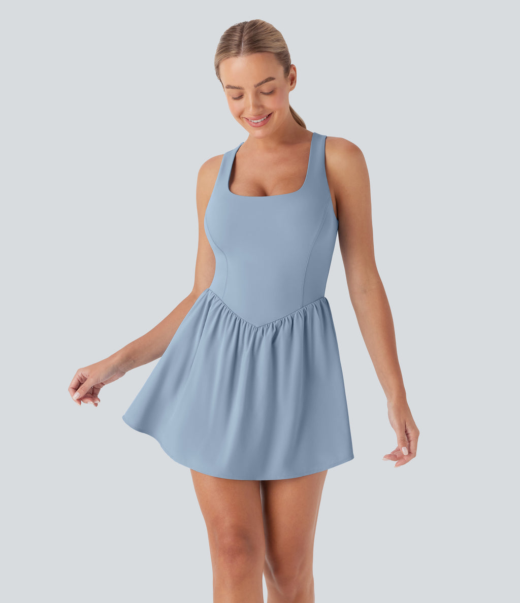 Corset 2-in-1 Pocket Mini Quick Dry Flowy Pickleball Active Dress DD-F Cups — Angel Falls — view 3