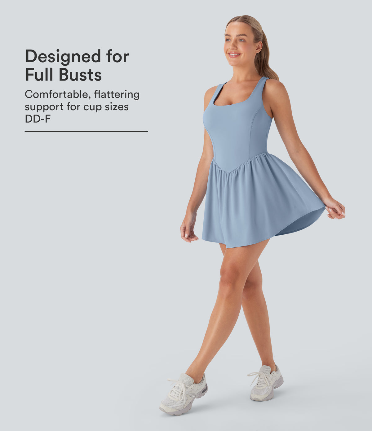 Corset 2-in-1 Pocket Mini Quick Dry Flowy Pickleball Active Dress DD-F Cups — Angel Falls — view 1