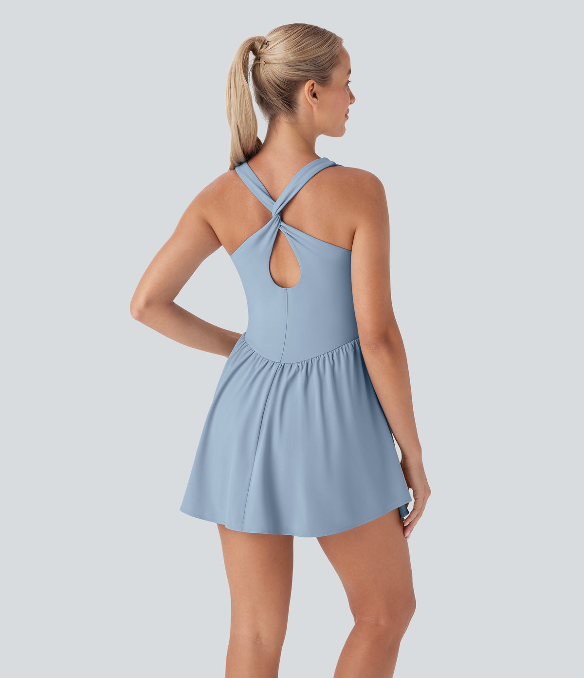 Corset 2-in-1 Pocket Mini Quick Dry Flowy Pickleball Active Dress DD-F Cups — Angel Falls — view 2