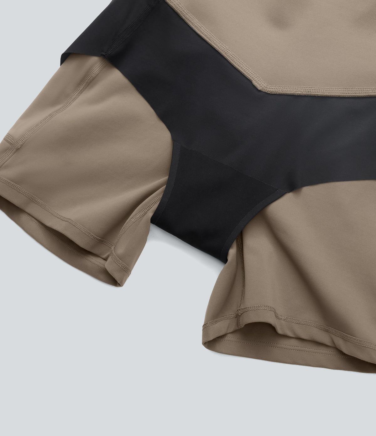 High Waisted Tummy Control Built-in Underwear Shaping Training Biker Shorts 5'' With Pockets — Dawn Brown — view 7