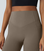 High Waisted Scrunch Butt Lifting Tummy Control Shaping Training Leggings with Pockets — Dawn Brown — view 8