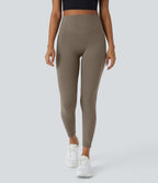 High Waisted Scrunch Butt Lifting Tummy Control Shaping Training Leggings with Pockets — Dawn Brown — view 5