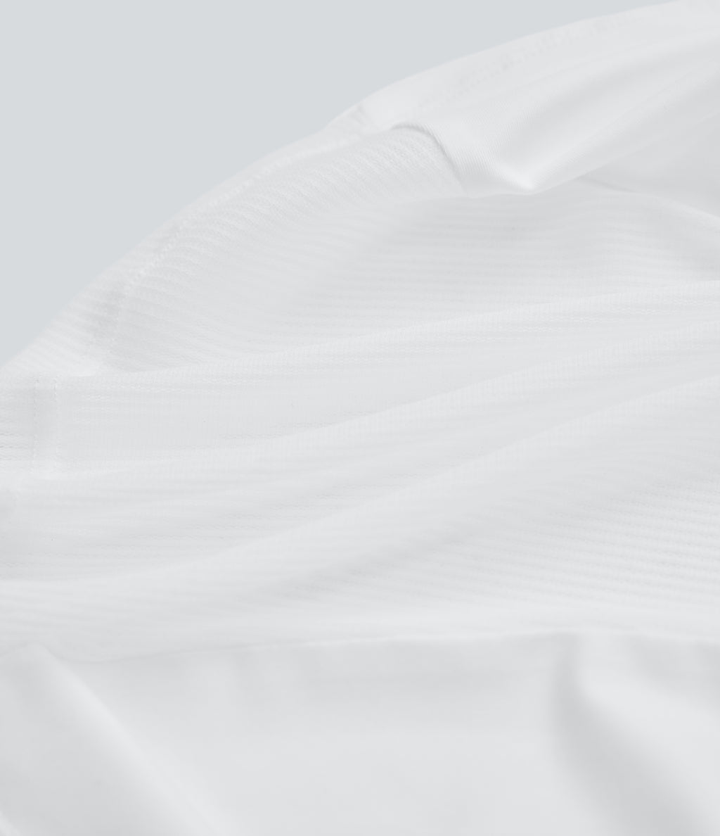 Round Neck Short Sleeve Contrast Mesh Yoga Sports Top — White — view 7