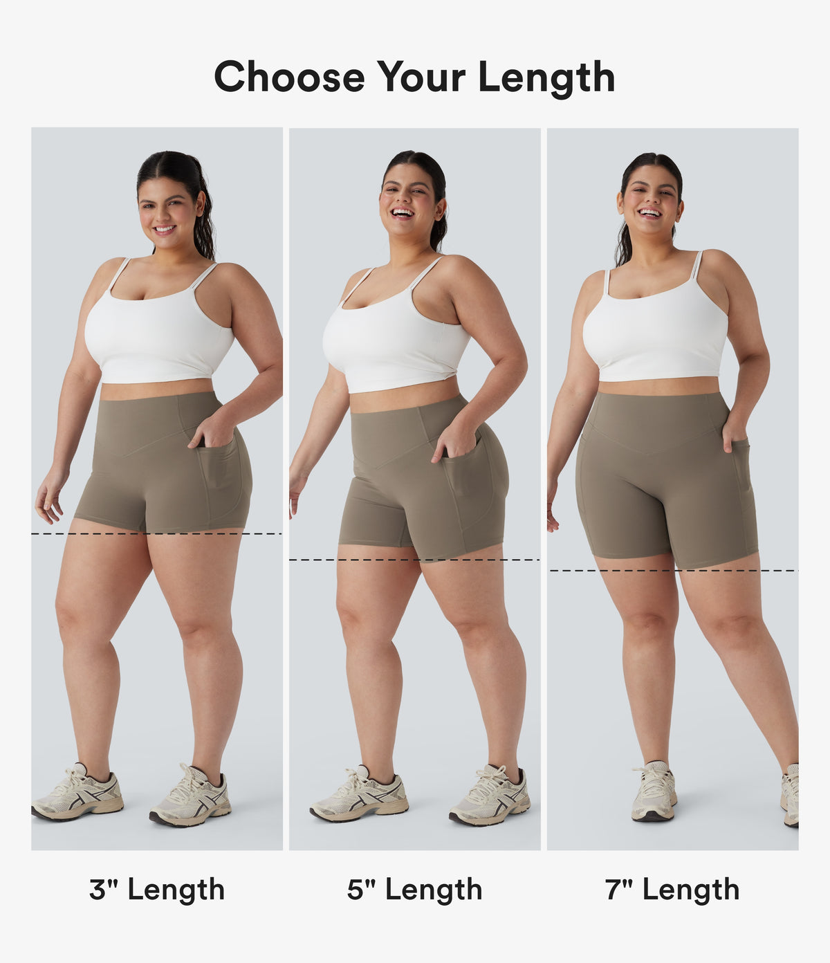 Plus Size High Waisted Scrunch Butt Lifting Tummy Control Shaping Training Biker Shorts 7'' with Pockets — Dawn Brown — view 2
