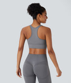 OneForm Seamless Flow Racerback Zipper Cropped Yoga Tank Top — Deep Lilac Grey — view 2