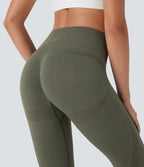 OneForm Seamless Flow High Waisted Ruched Capri Yoga Leggings — Forest Night — view 4
