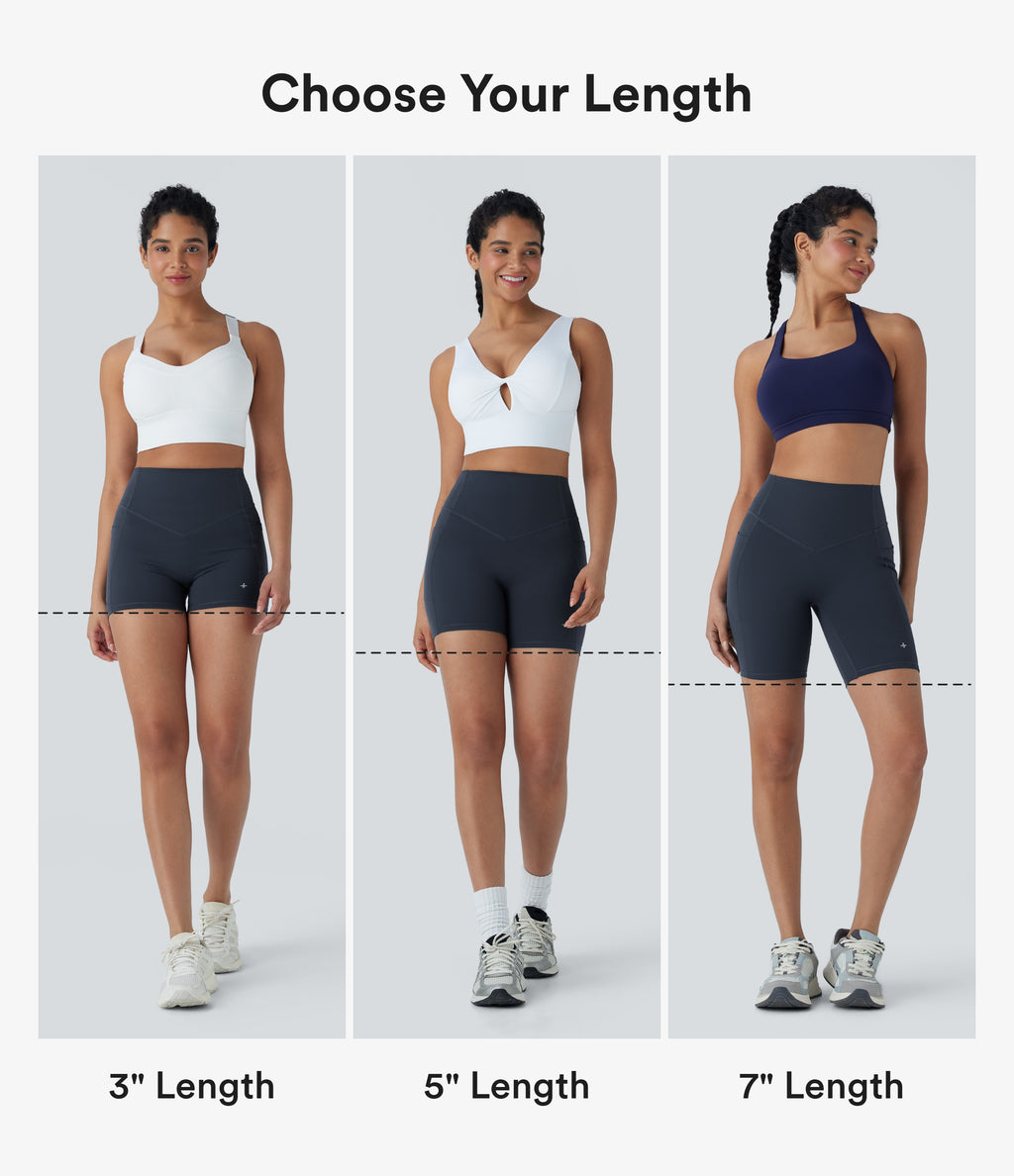 High Waisted Tummy Control Butt Lifting Ruched Shaping Yoga Biker Shorts 7'' with Pockets — Carbon — view 2