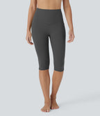 High Waisted Tummy Control Pedal Pusher Yoga Leggings with Pockets — Volcanic Ash — view 7