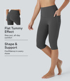 High Waisted Tummy Control Pedal Pusher Yoga Leggings with Pockets — Volcanic Ash — view 1