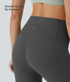High Waisted Tummy Control Pedal Pusher Yoga Leggings with Pockets — Volcanic Ash — view 3