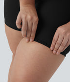 Plus Size High Waisted Tummy Control Shaping Training Biker Shorts 5'' with Pockets — Black — view 6