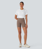 Round Neck Short Sleeve Backless Tie Side Yoga Sports Top — White — view 6