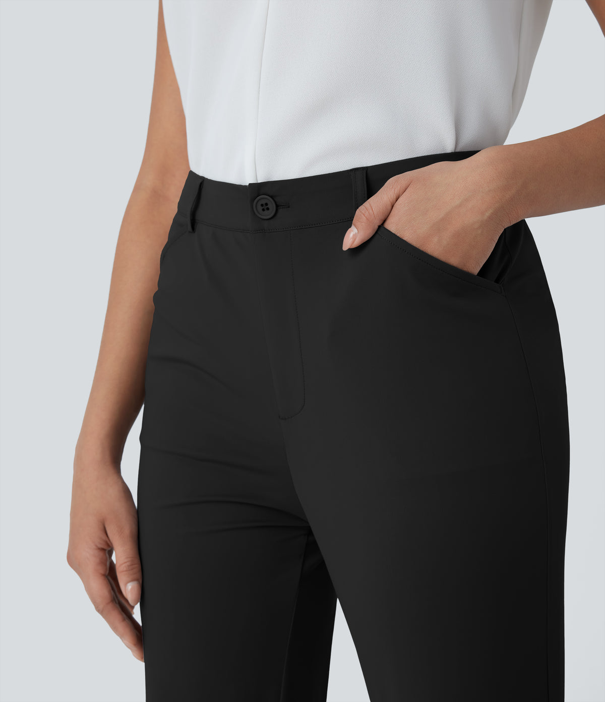 Mid Rise Work Trousers with Side Pockets — Black — view 5