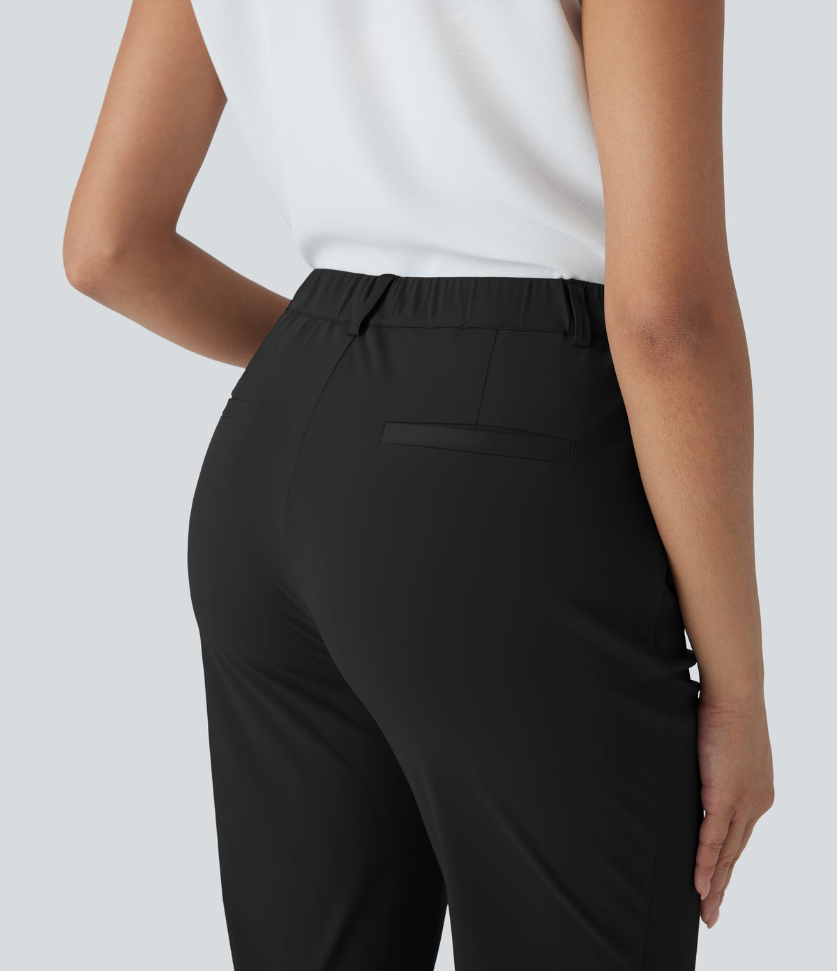 Mid Rise Work Trousers with Side Pockets — Black — view 4