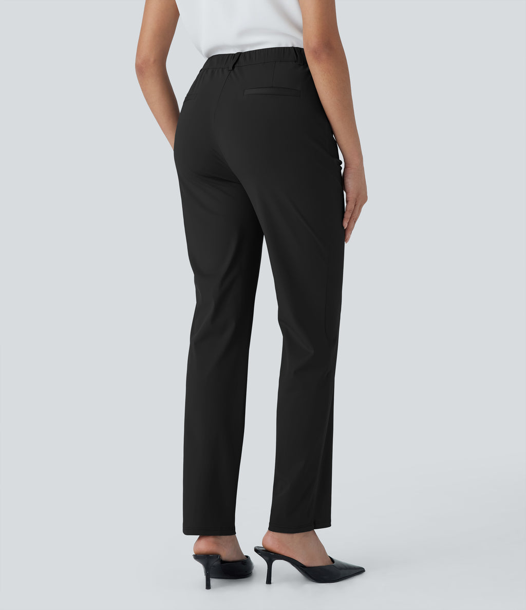Mid Rise Work Trousers with Side Pockets — Black — view 2