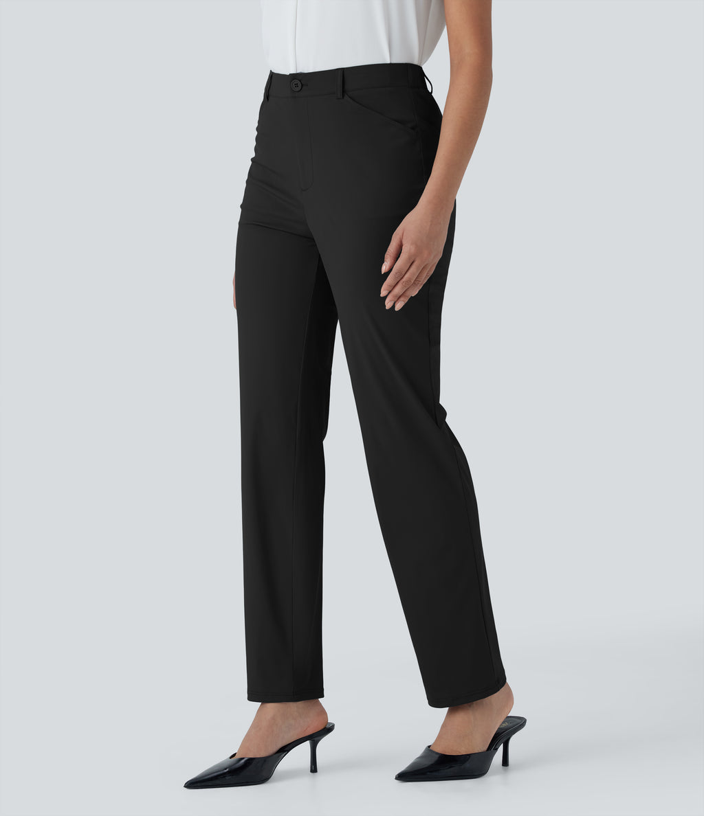 Mid Rise Work Trousers with Side Pockets — Black — view 3