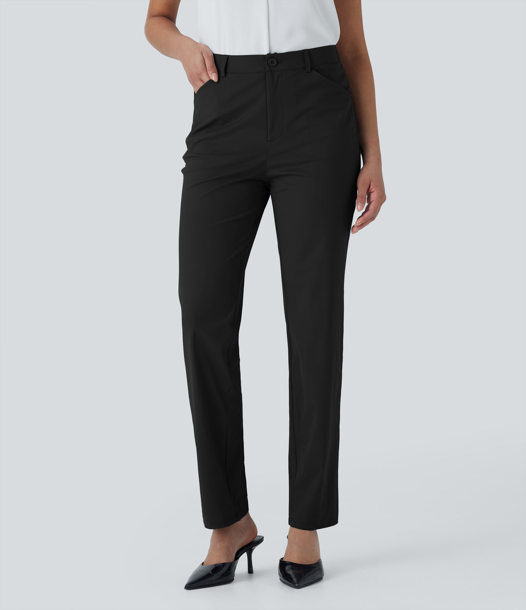 Mid Rise Work Trousers with Side Pockets — Black — view 1