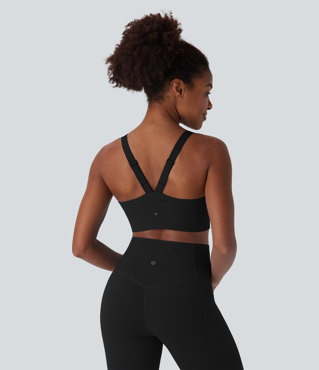 Medium Support Training Sports Bra DD-F Cups — Black — view 2